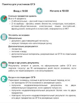 Памятка для участников ОГЭ